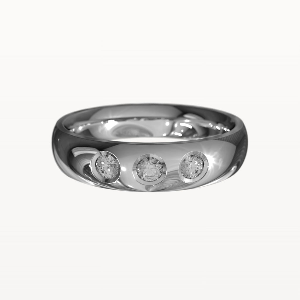 Half Round Trio Flush Set Diamond Band