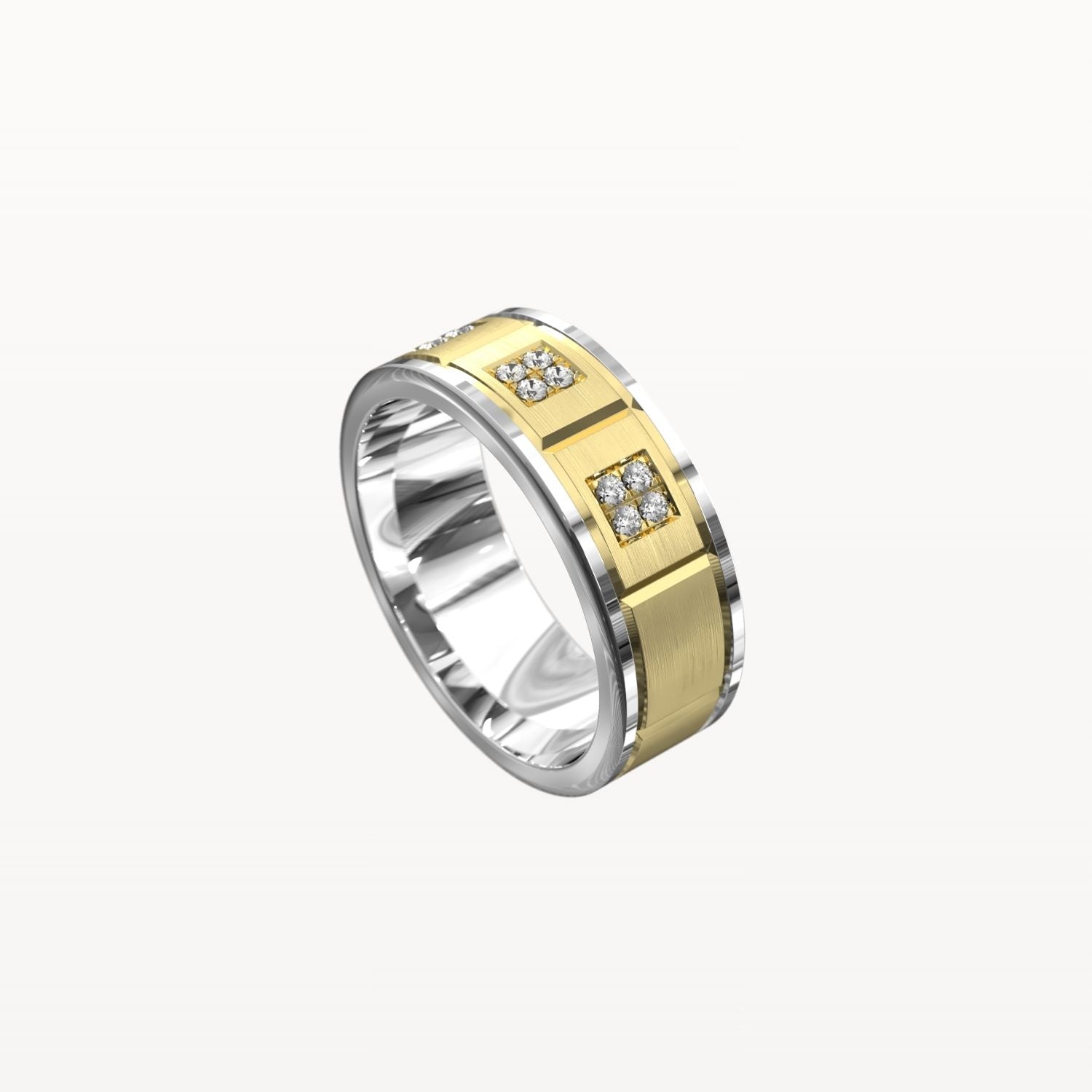Geometric Square-Set Diamond Band