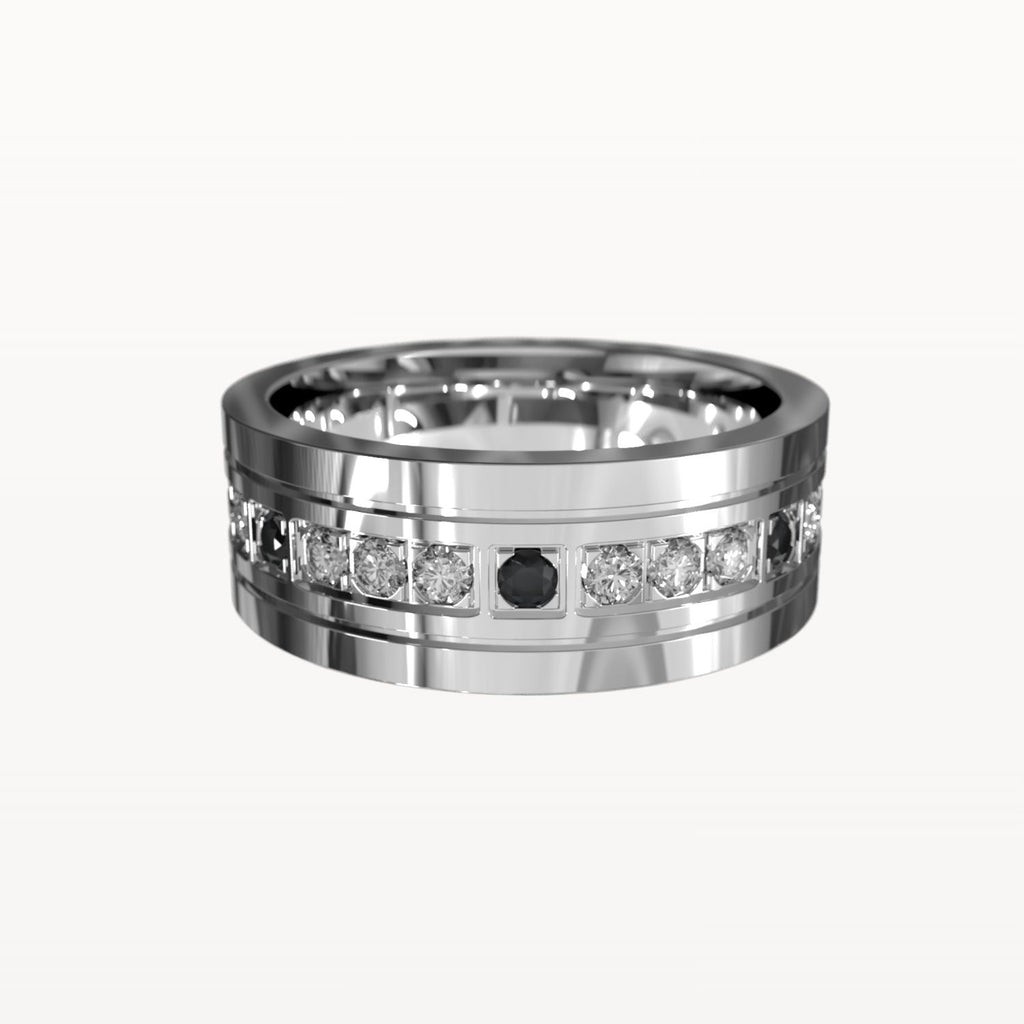 Polished Edge Contrast Diamond Band