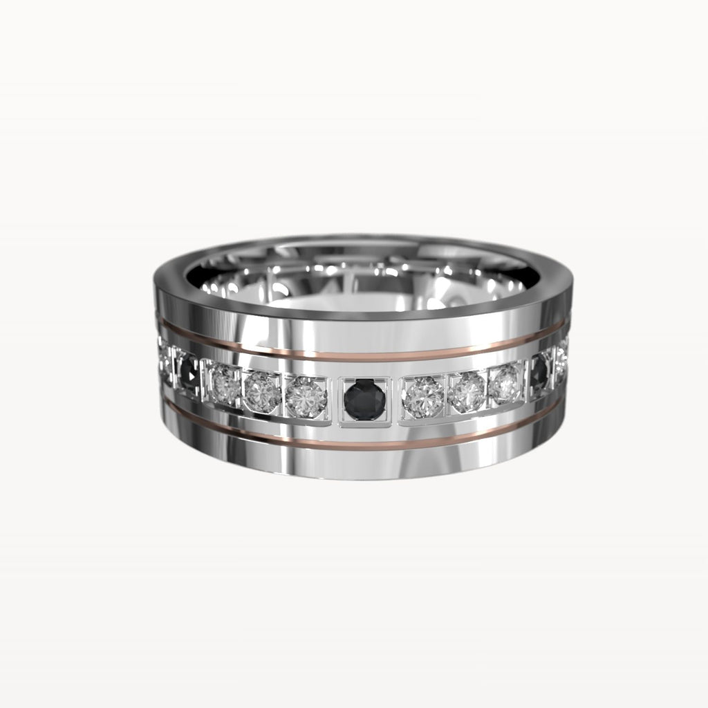 Polished Edge Contrast Diamond Band