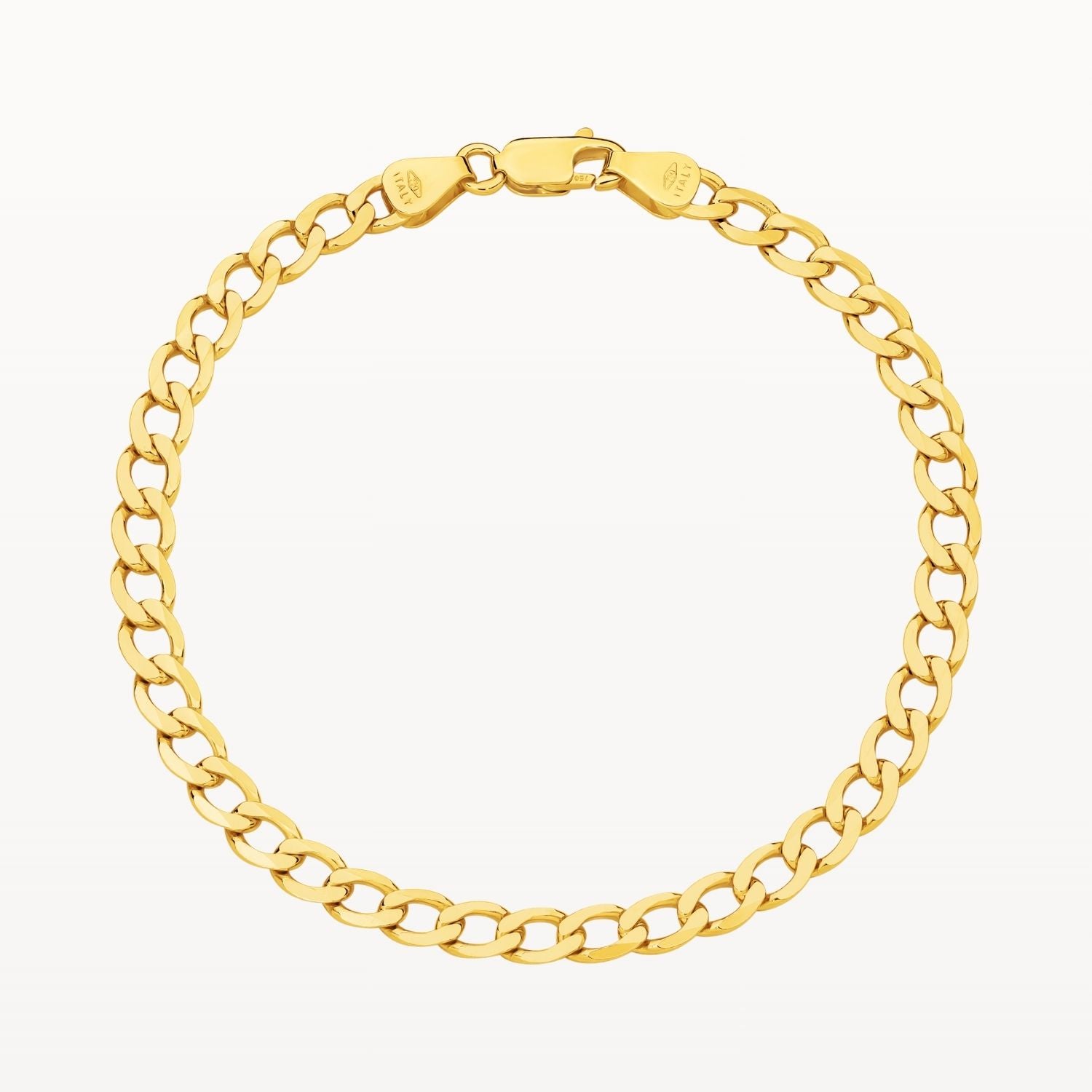 Italian Diamond Cut Flat Curb Chain Bracelet