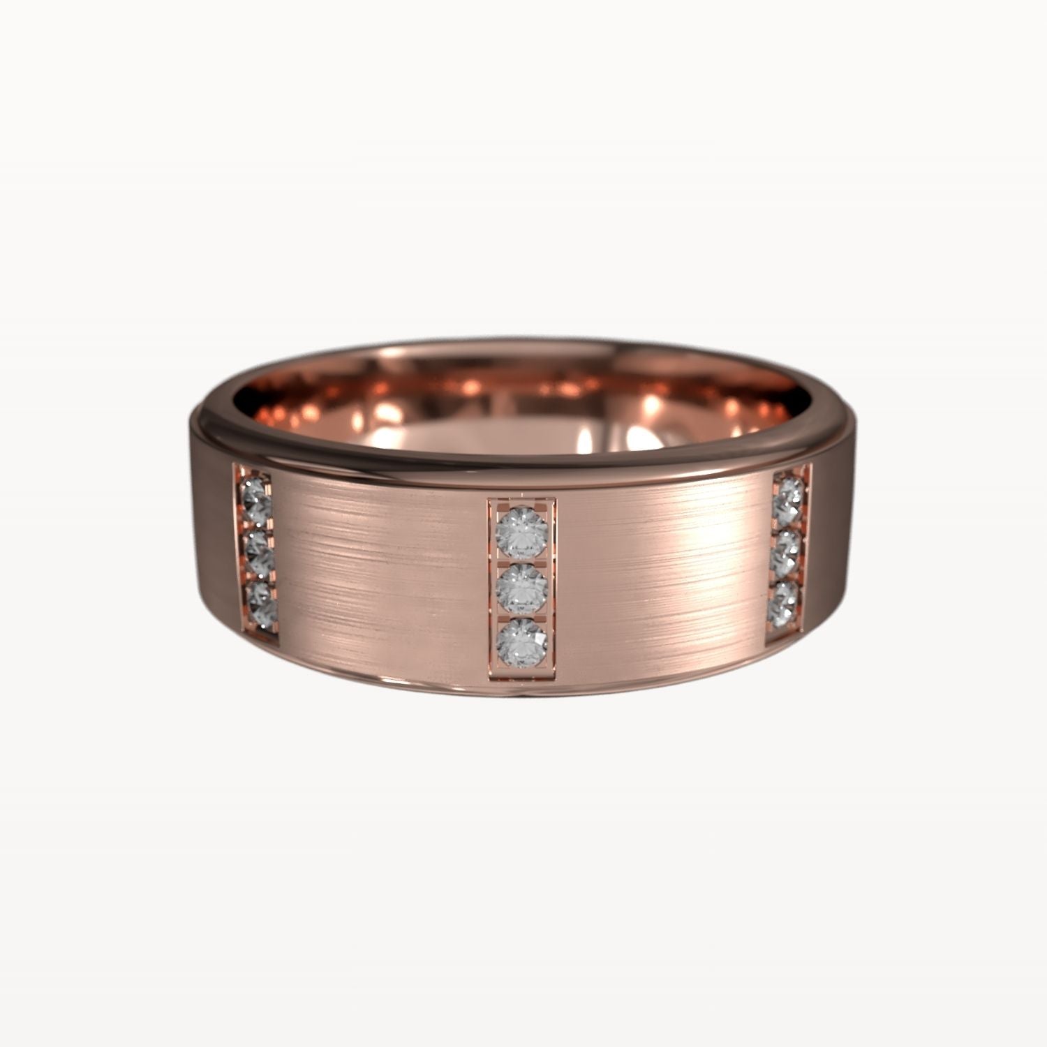 Diamond Parallel Panelled Brushed Band