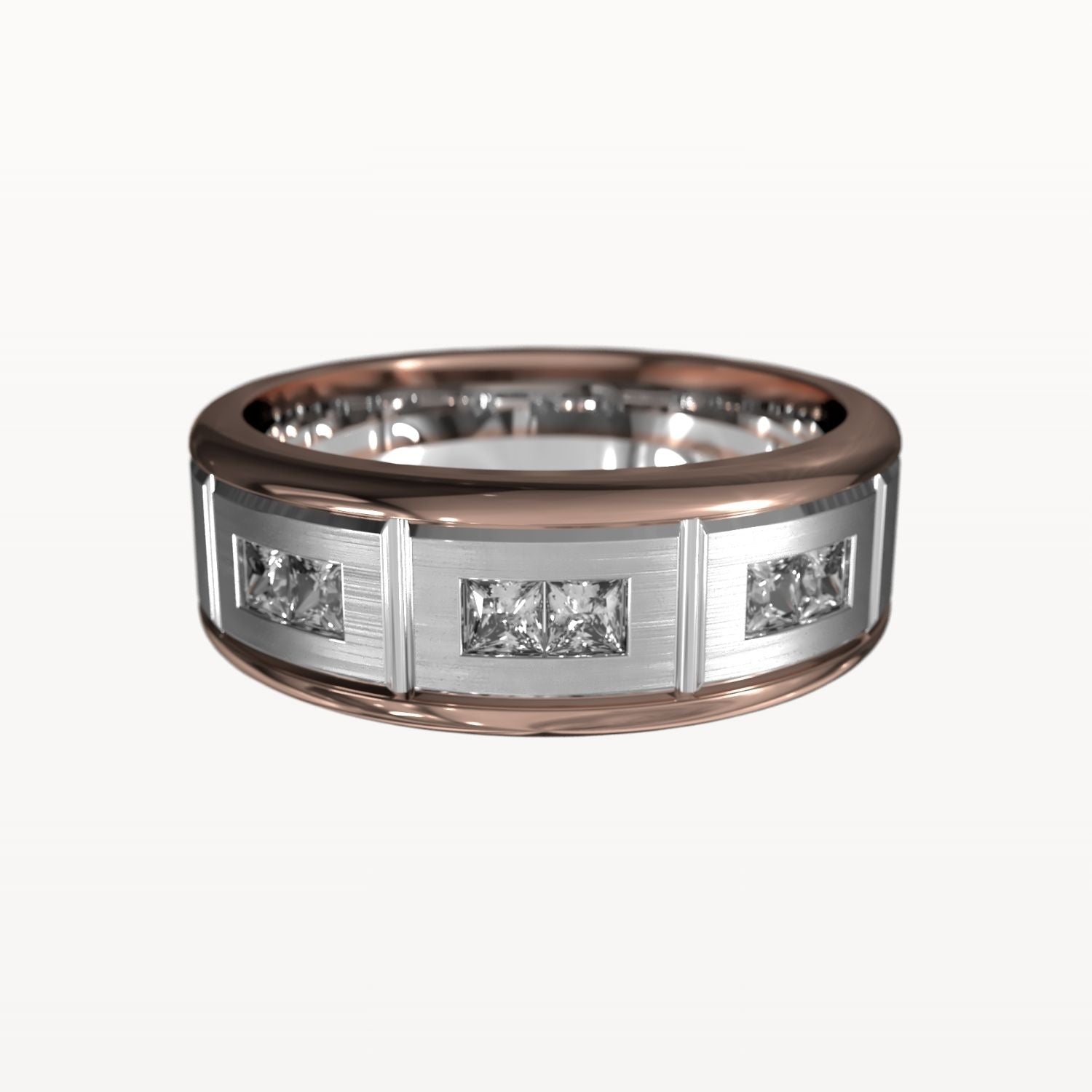 Half Round Princess Cut Trio Diamond Band