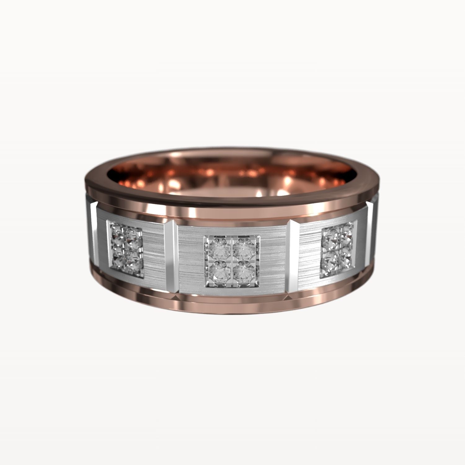Geometric Square-Set Diamond Band