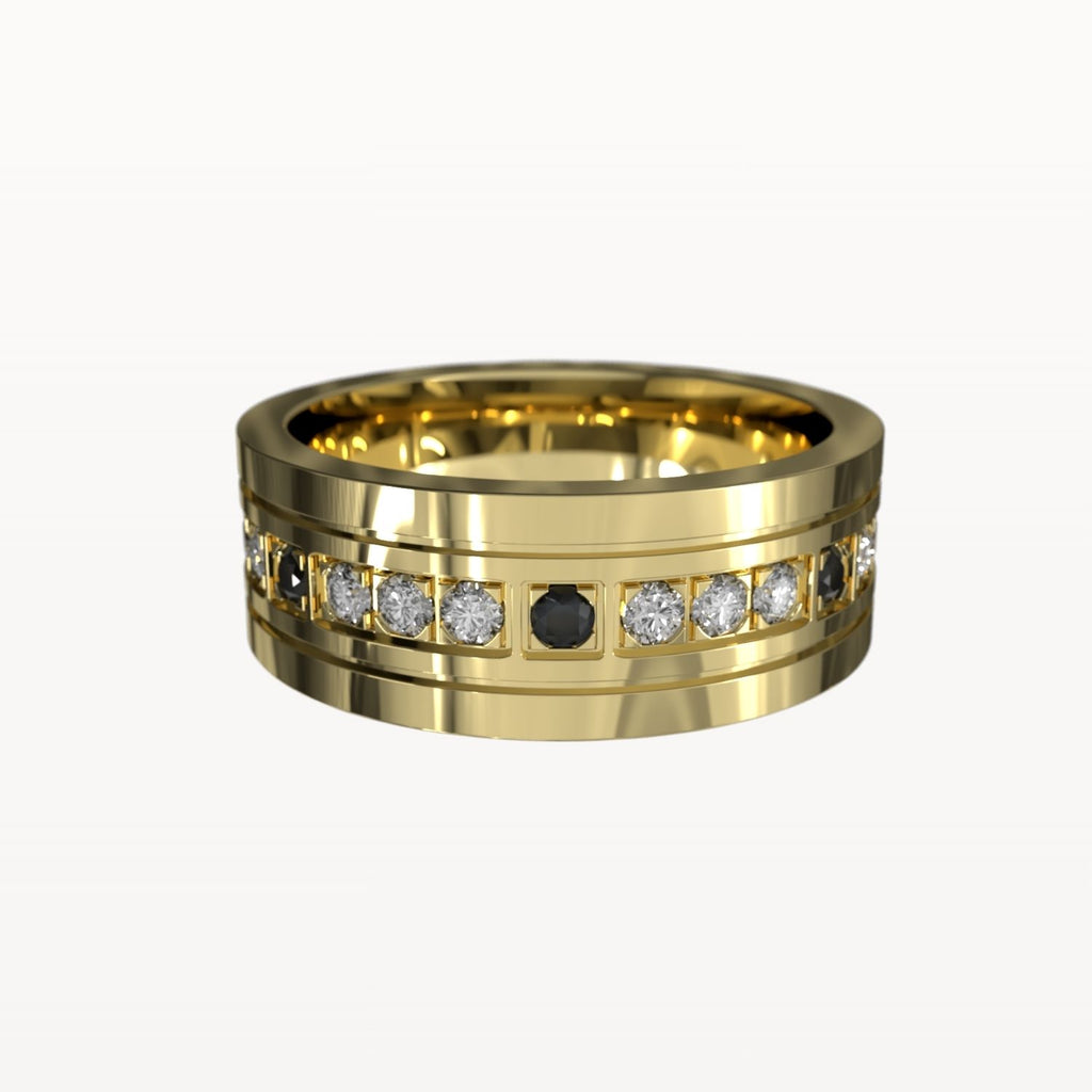 Polished Edge Contrast Diamond Band