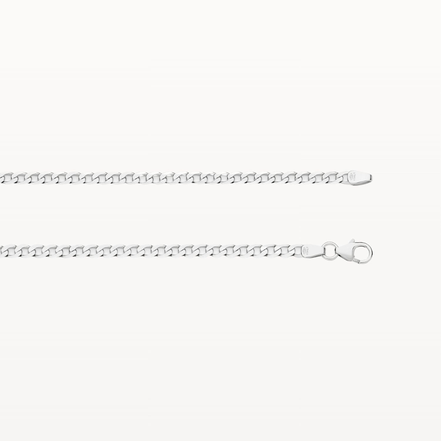 White Gold Diamond Cut Flat Curb