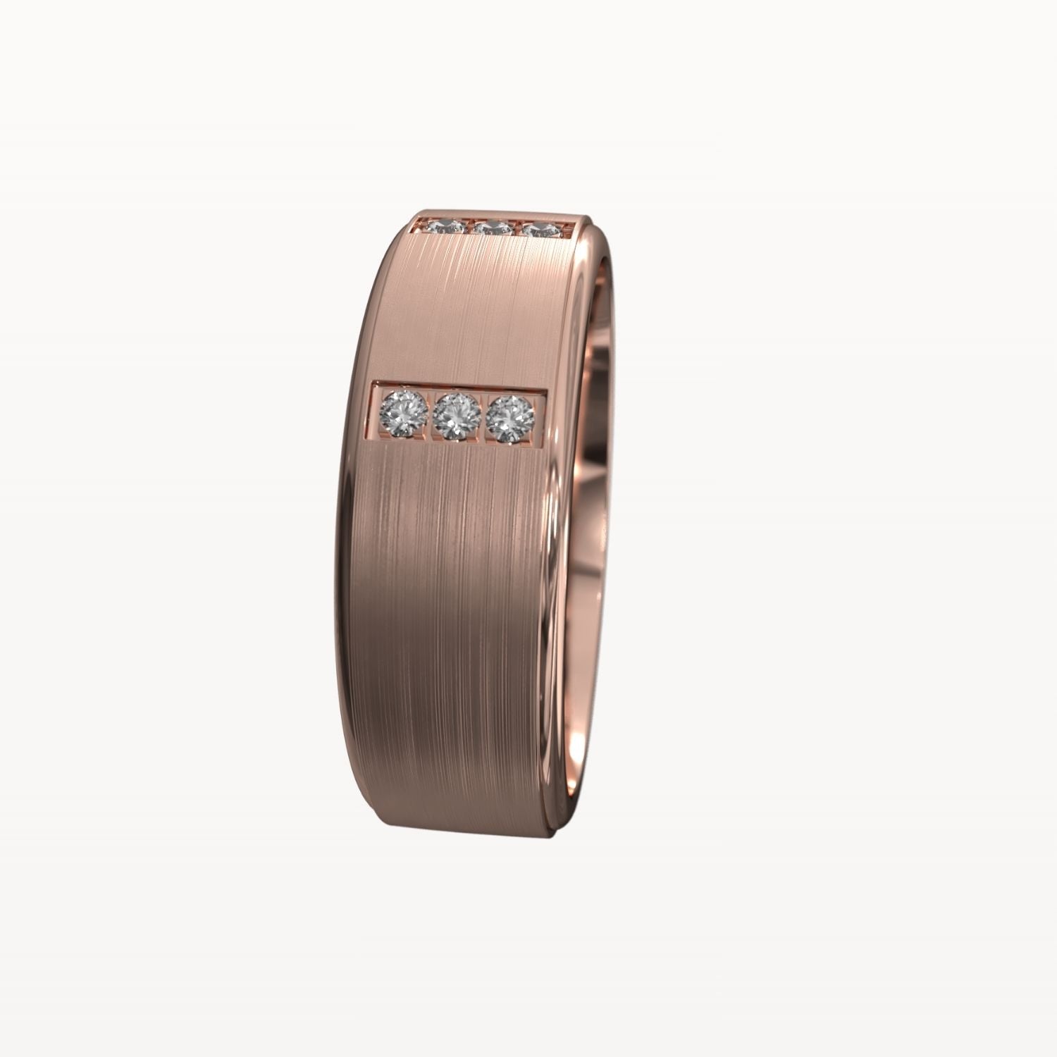 Diamond Parallel Panelled Brushed Band