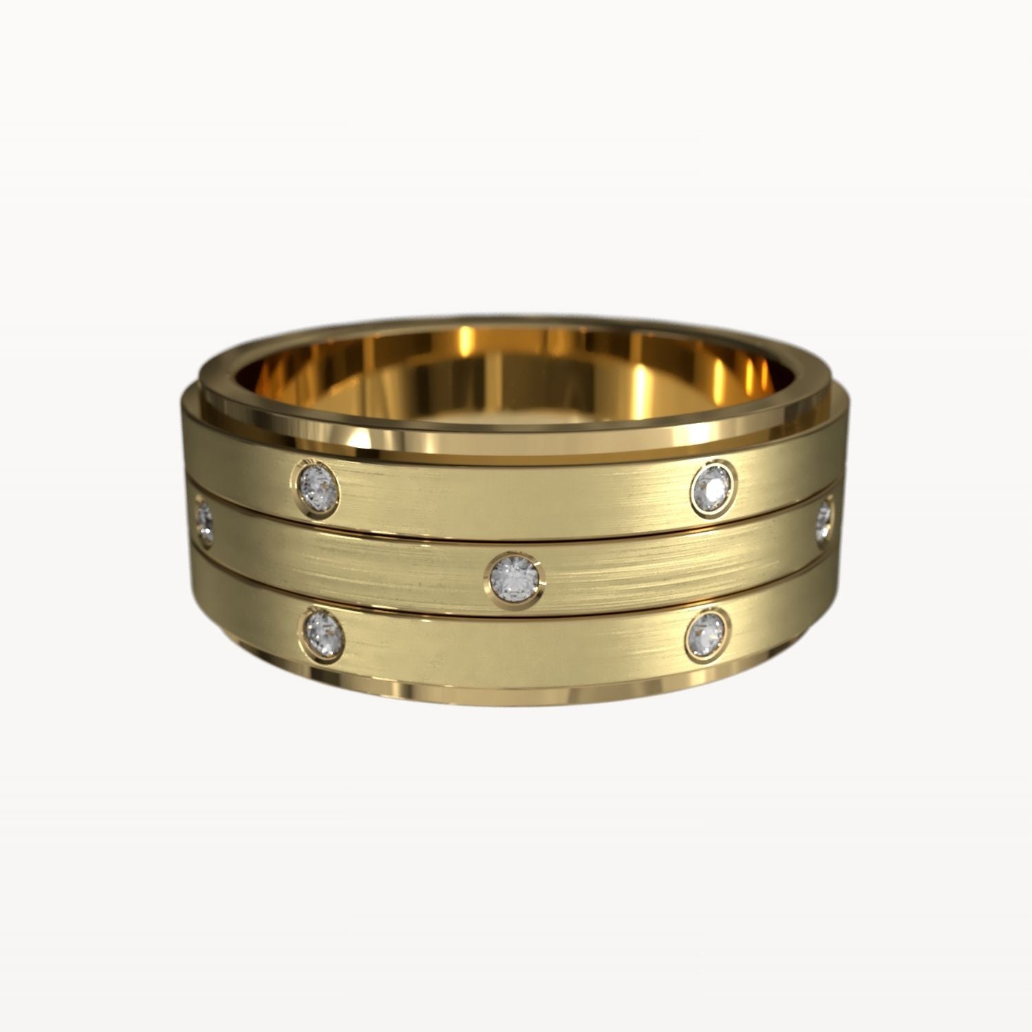 Three Tier Brushed Diamond Band