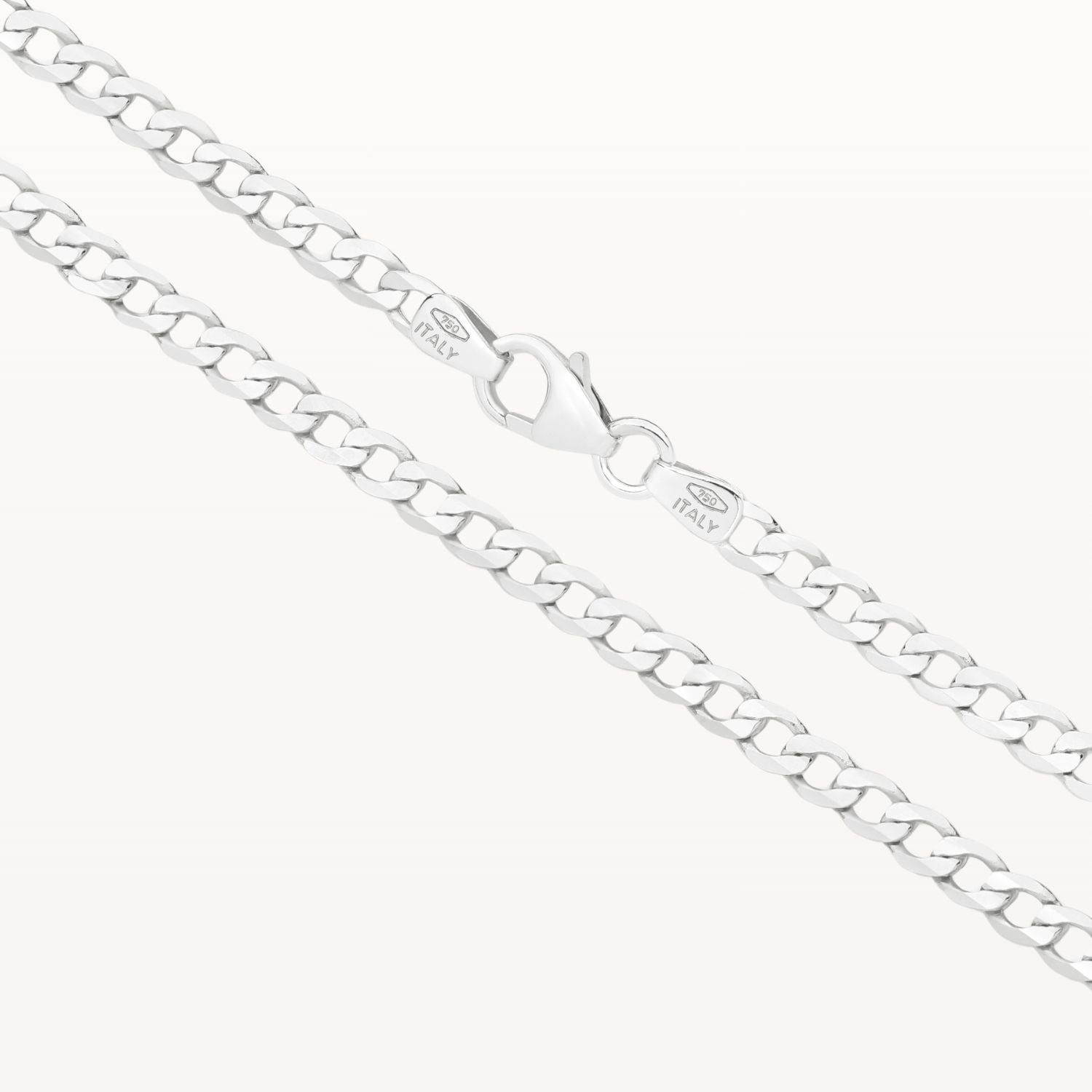 White Gold Diamond Cut Flat Curb