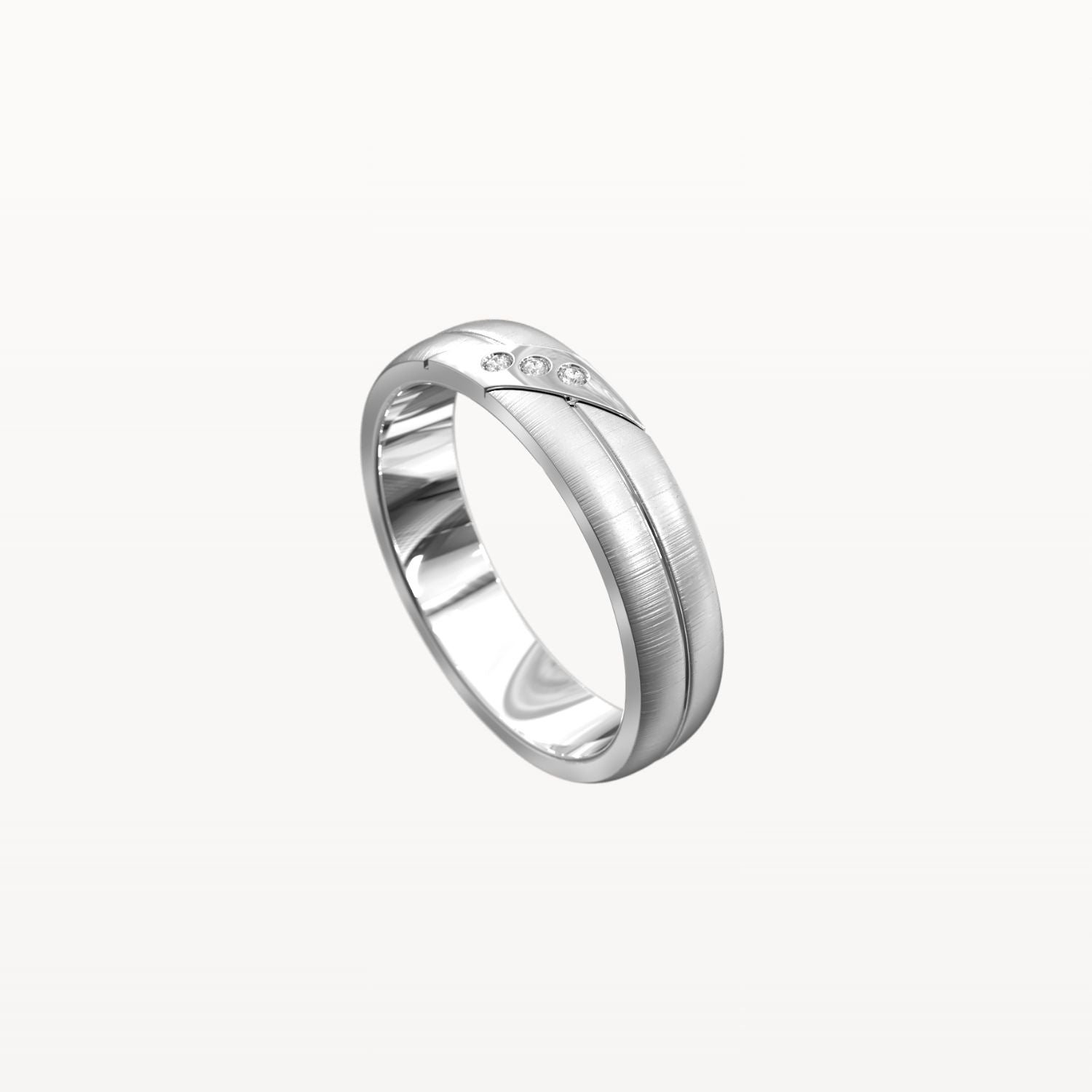 Three Diamond Brushed Channel Ring