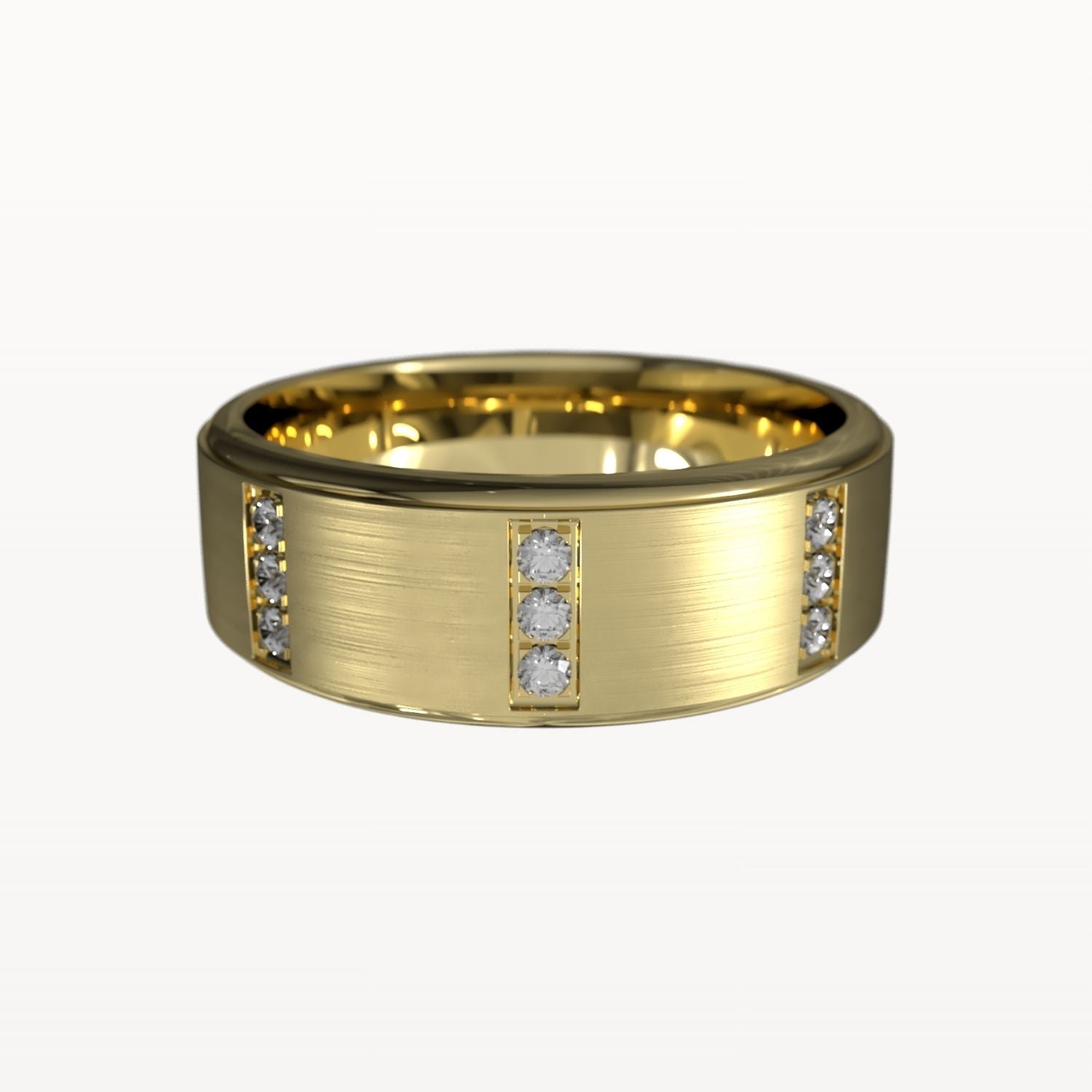 Diamond Parallel Panelled Brushed Band