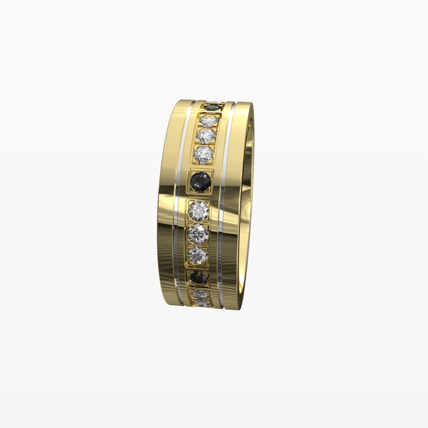 Polished Edge Contrast Diamond Band