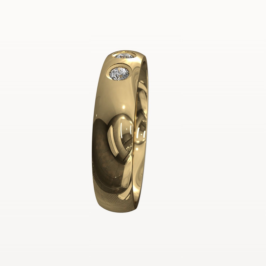 Half Round Trio Flush Set Diamond Band