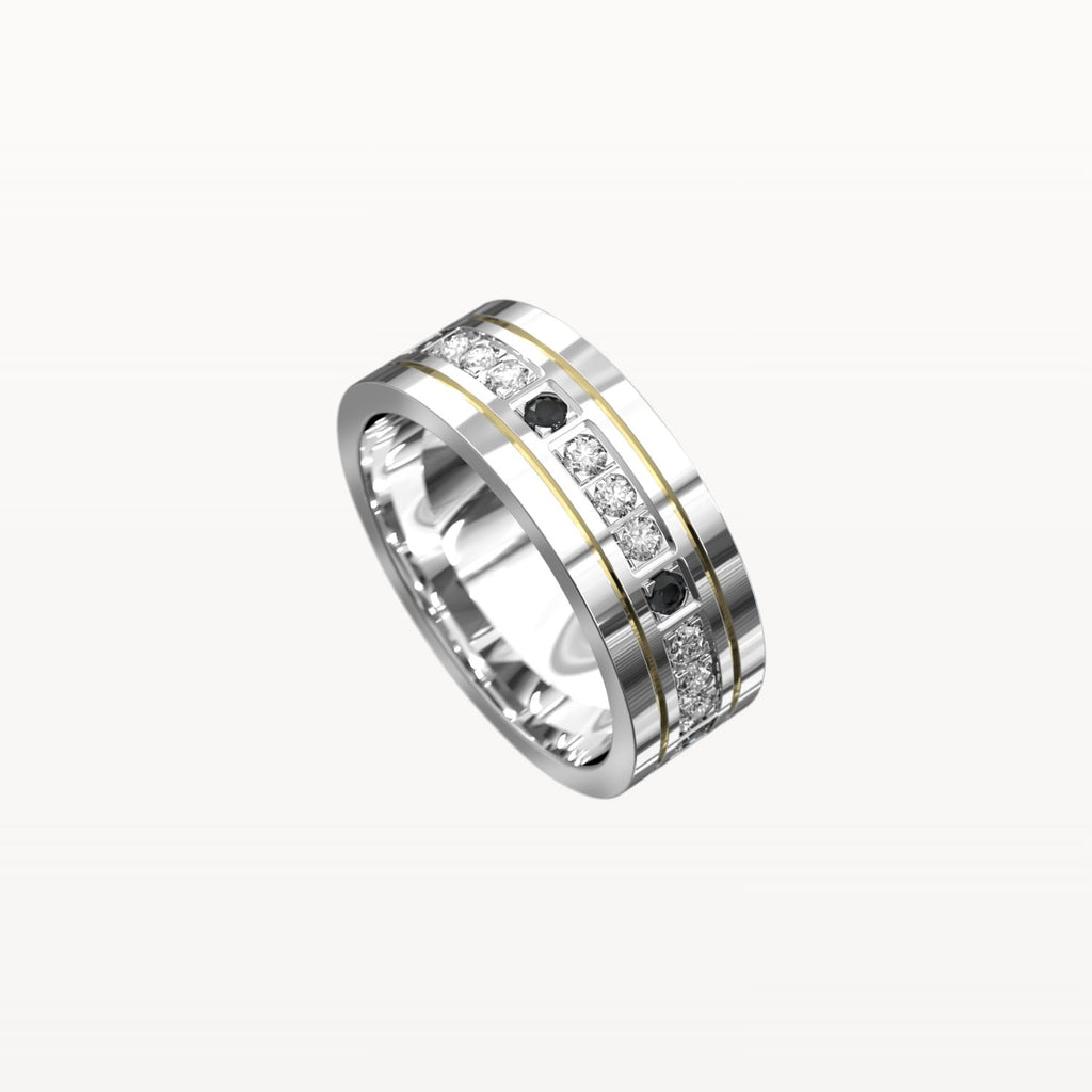 Polished Edge Contrast Diamond Band