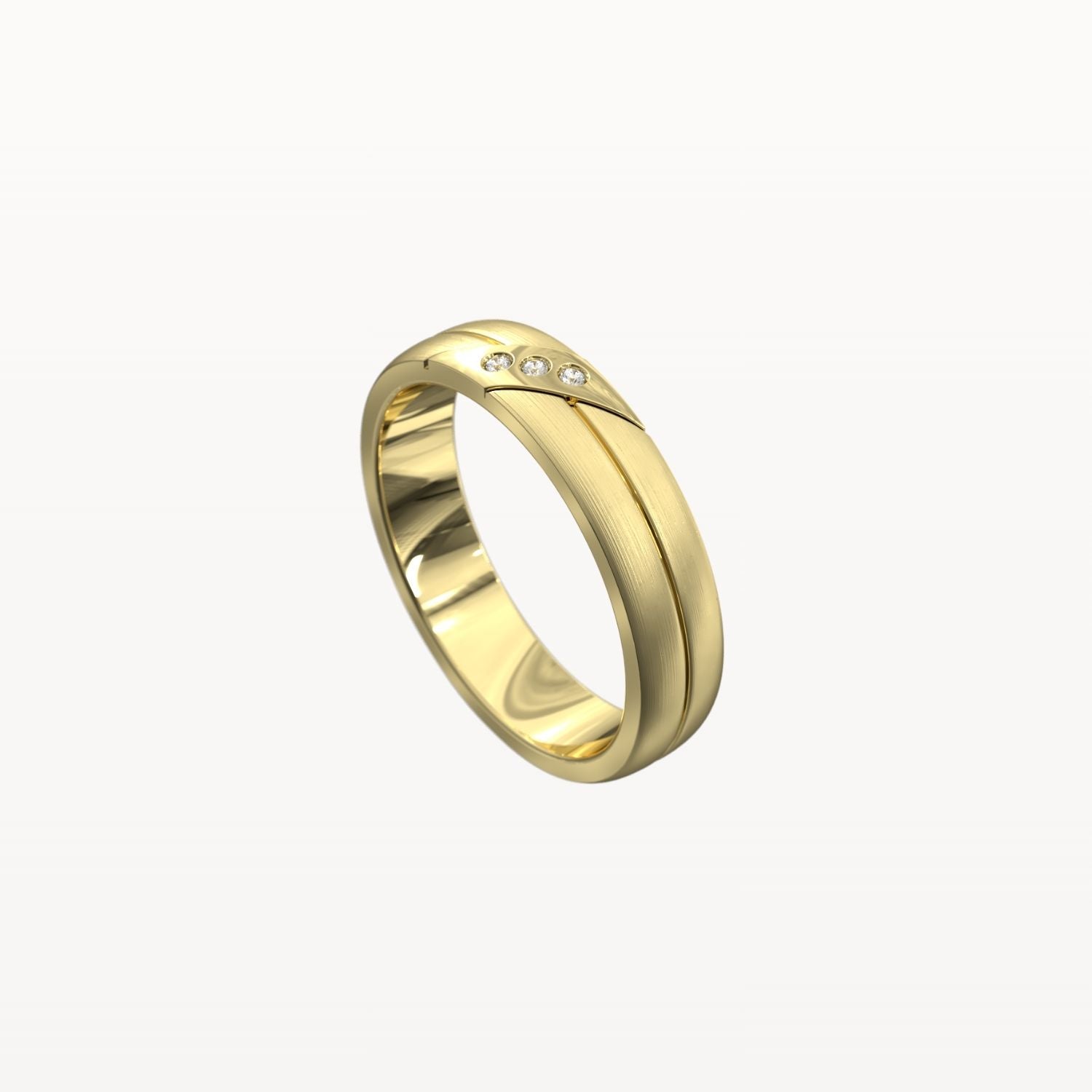 Three Diamond Brushed Channel Ring