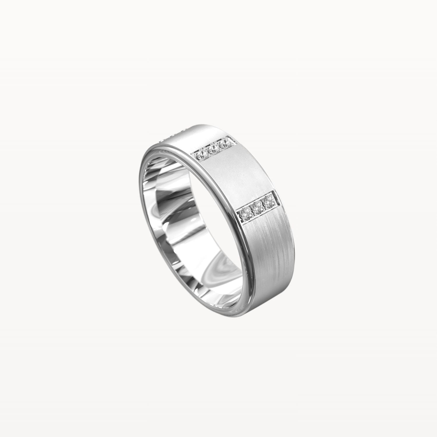 Diamond Parallel Panelled Brushed Band